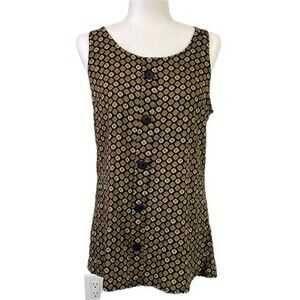 VLD Tunic Top Sleeveless Pull Over Lined Geometric Floral Print High Low Viscose
